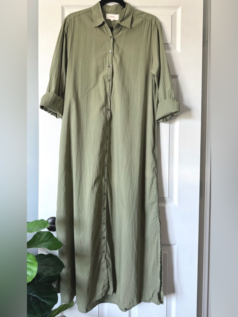 XiRENA NWOT Boden Sage Green Long Sleeve Button-Front Maxi Shirt Dress small